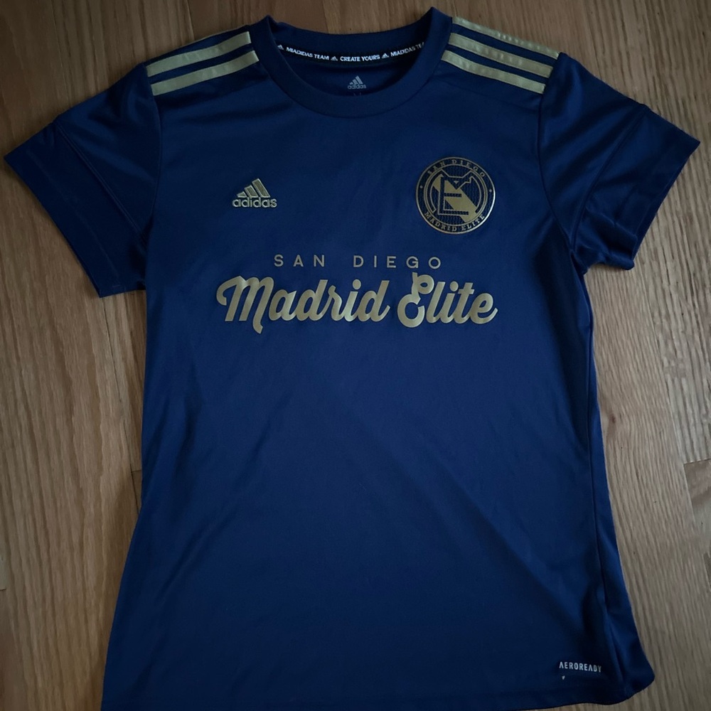 Adidas Kids Dark Blue Tee with Gold Accents